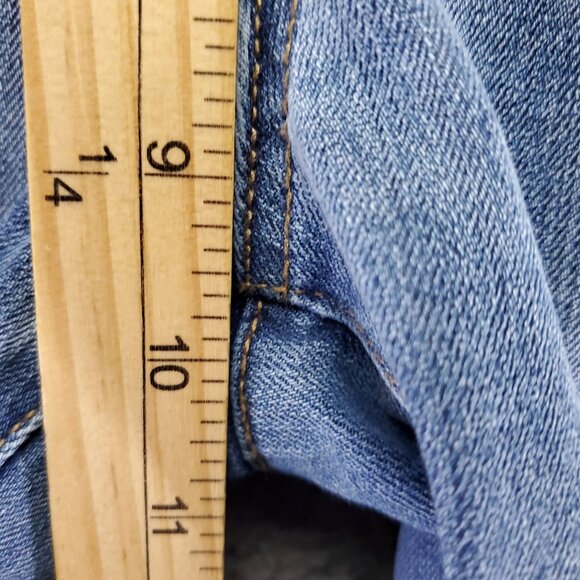 Democracy Jeans Womens 6 Blue Floral Embroidered Stretch Denim Frayed Hem - Picture 7 of 10